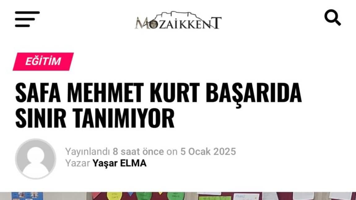 OKULUMUZ MOZAİKKENT GAZETESİ'NDE